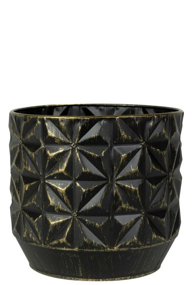 Grote bloempot zwart goud 2