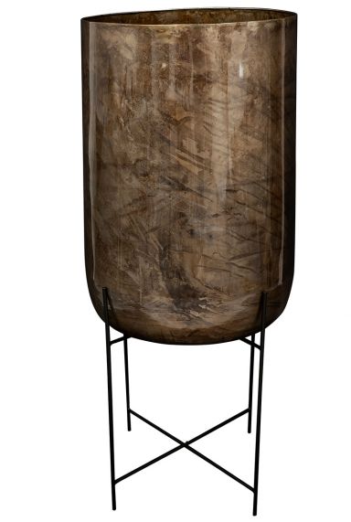 Luxe hoge bloempot bruin
