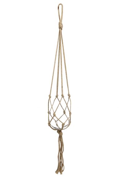 Macrame bloempothanger bruin