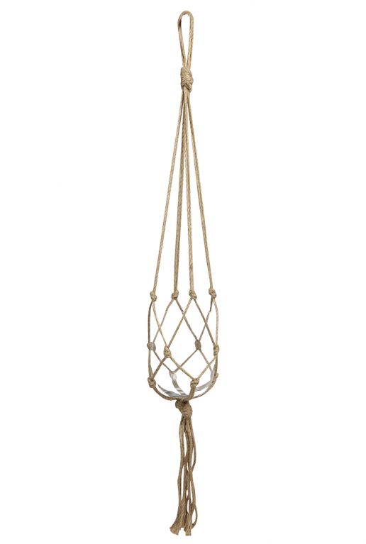 Macrame bloempothanger bruin