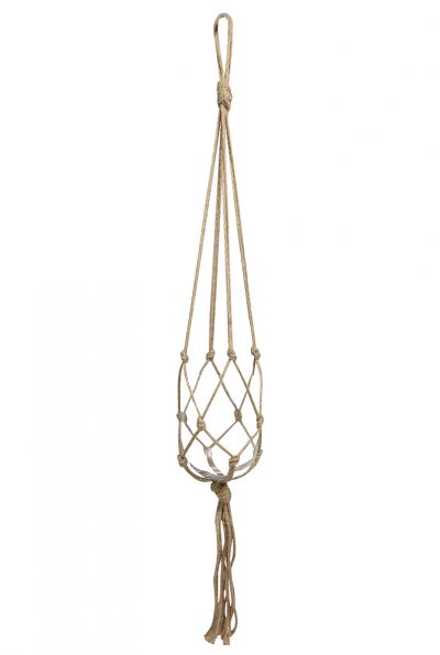 Macrame bloempothanger bruin