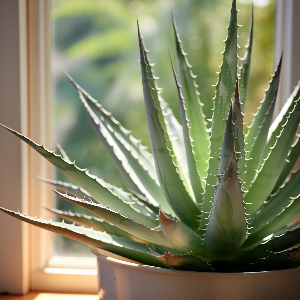 closeup van aloe vera blad